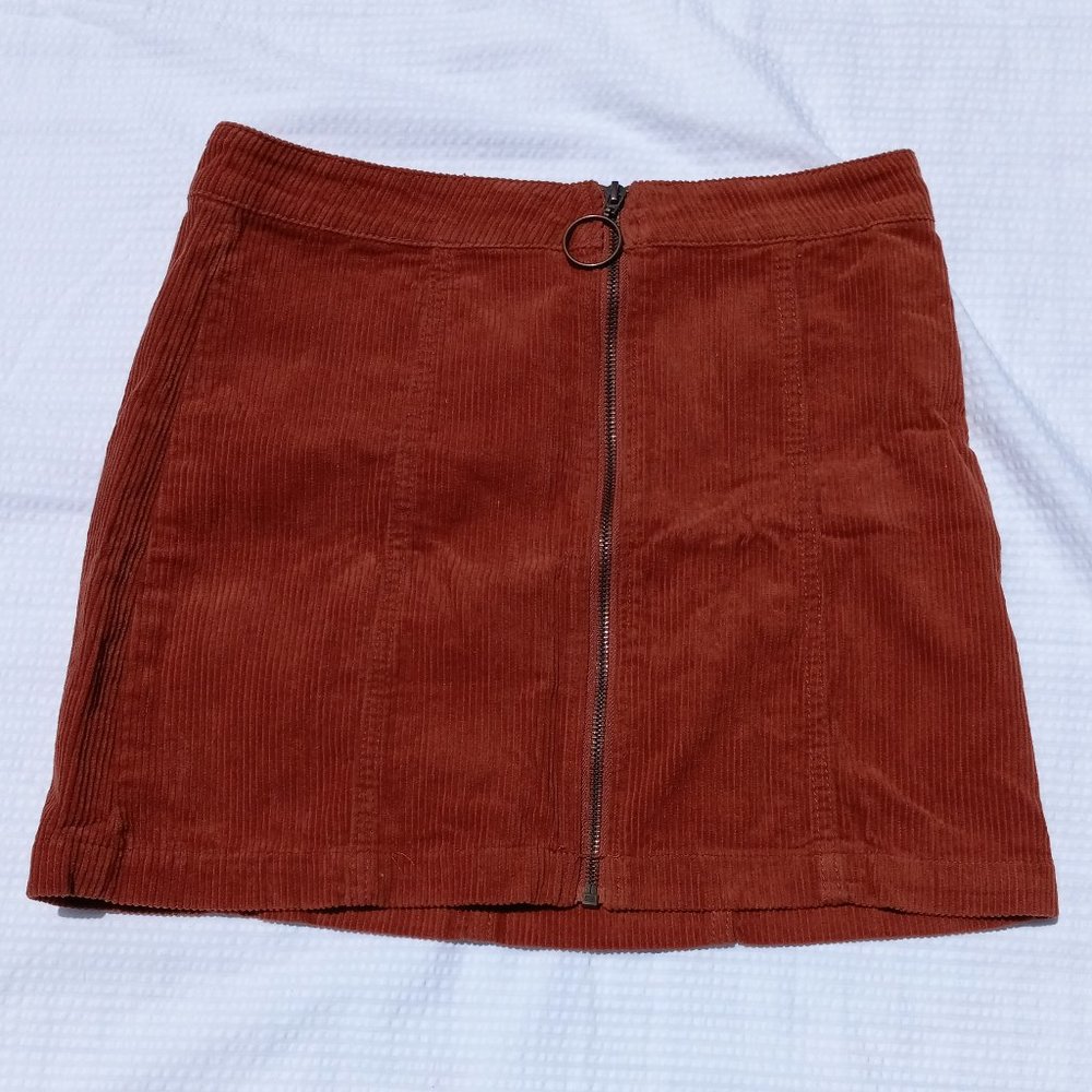 Rusty Colored Corduroy Mini Skirt
